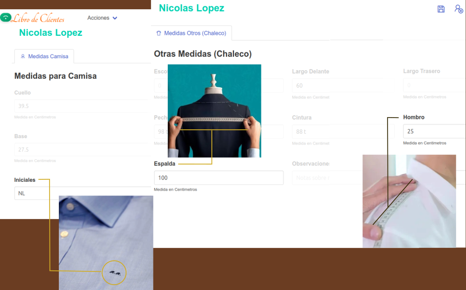Nuevos campos de medidas: camisas y chalecos