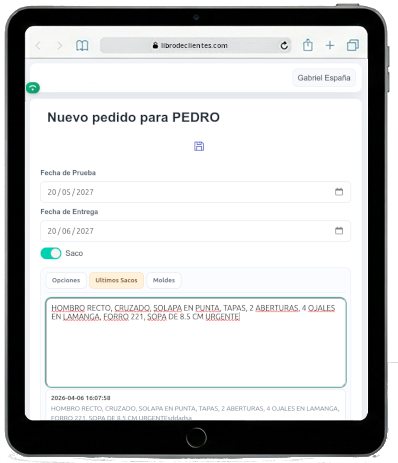 Nuevo pedido con helpers
